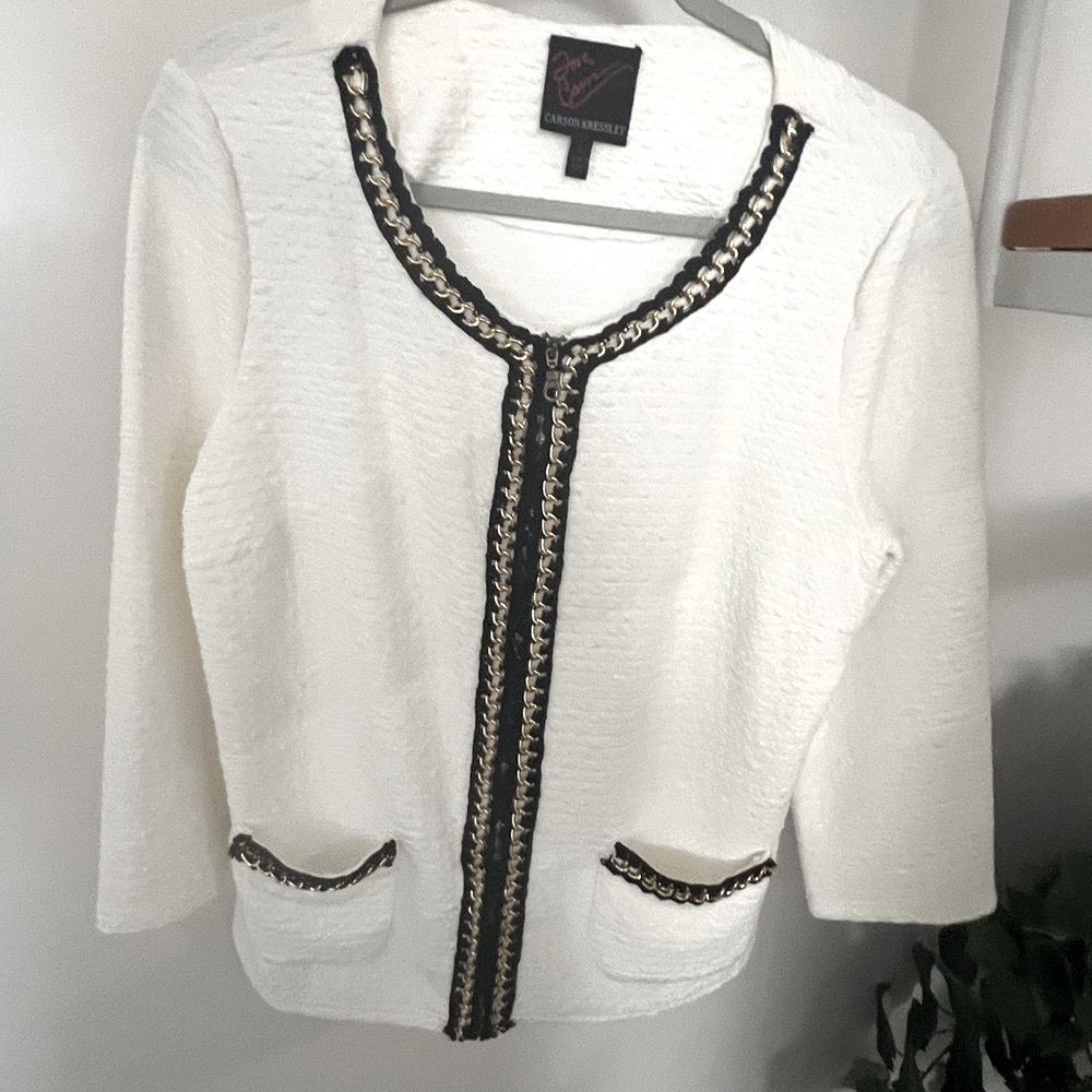 White Chain-Trim Jacket